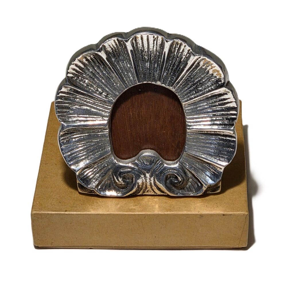 Vintage 90’s Ann Kary Mexican Pewter Scallop Shell Mini Picture Frame New in Box